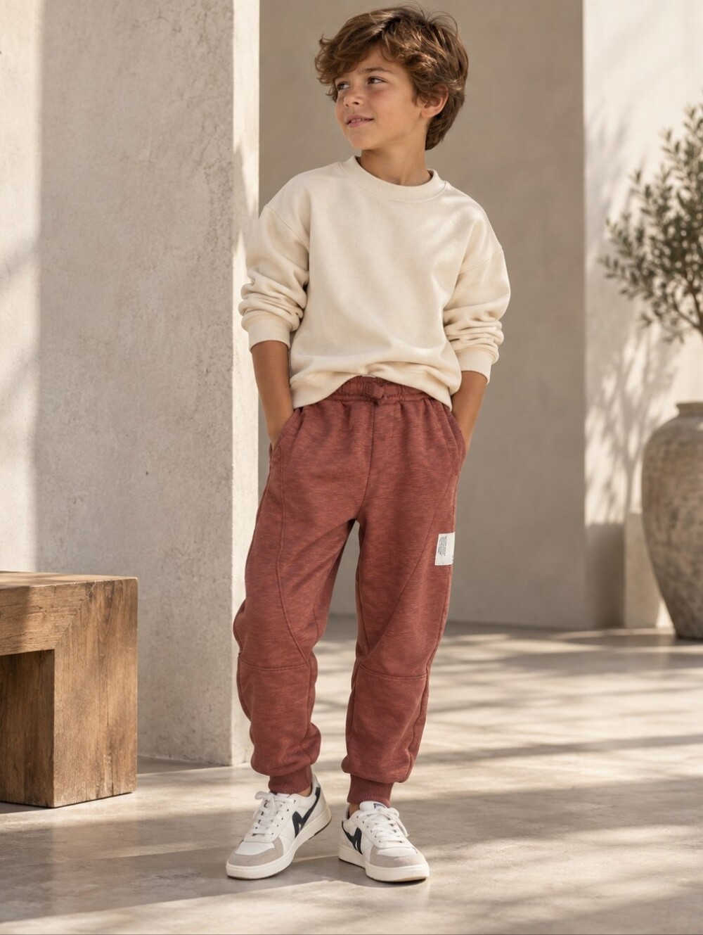 Zara Kids Jogger Pants Size 9 134 Rust Brown Moto Sweatpants Utility
